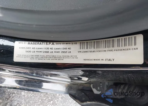 2018 Maserati Ghibli from USA, damaged, VIN ZAM57XSA0J1301729